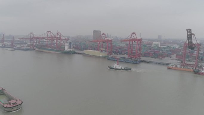 上海浦东自贸区港口航拍