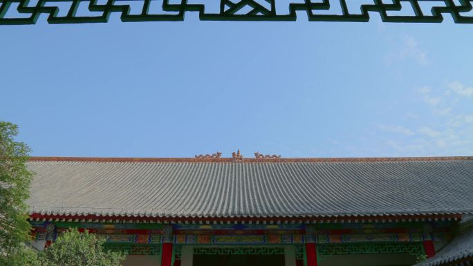 佛教寺院禅堂屋檐延时摄影