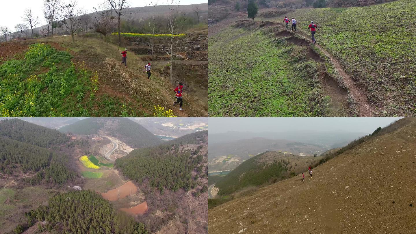 山地越野跑步航拍