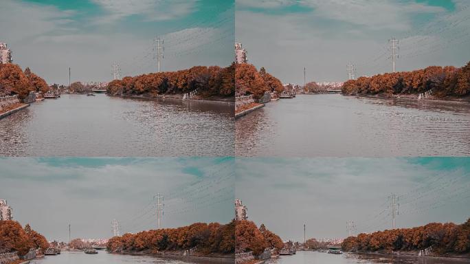 杭州京杭大运河水上公交濮家站延时摄影