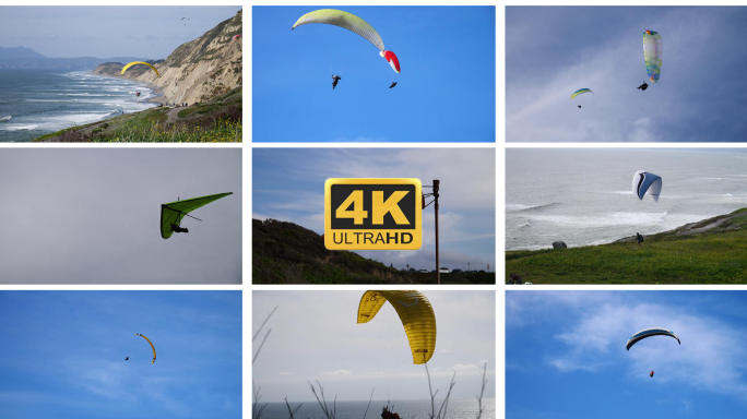 4K滑翔伞三角翼降落伞超清素材
