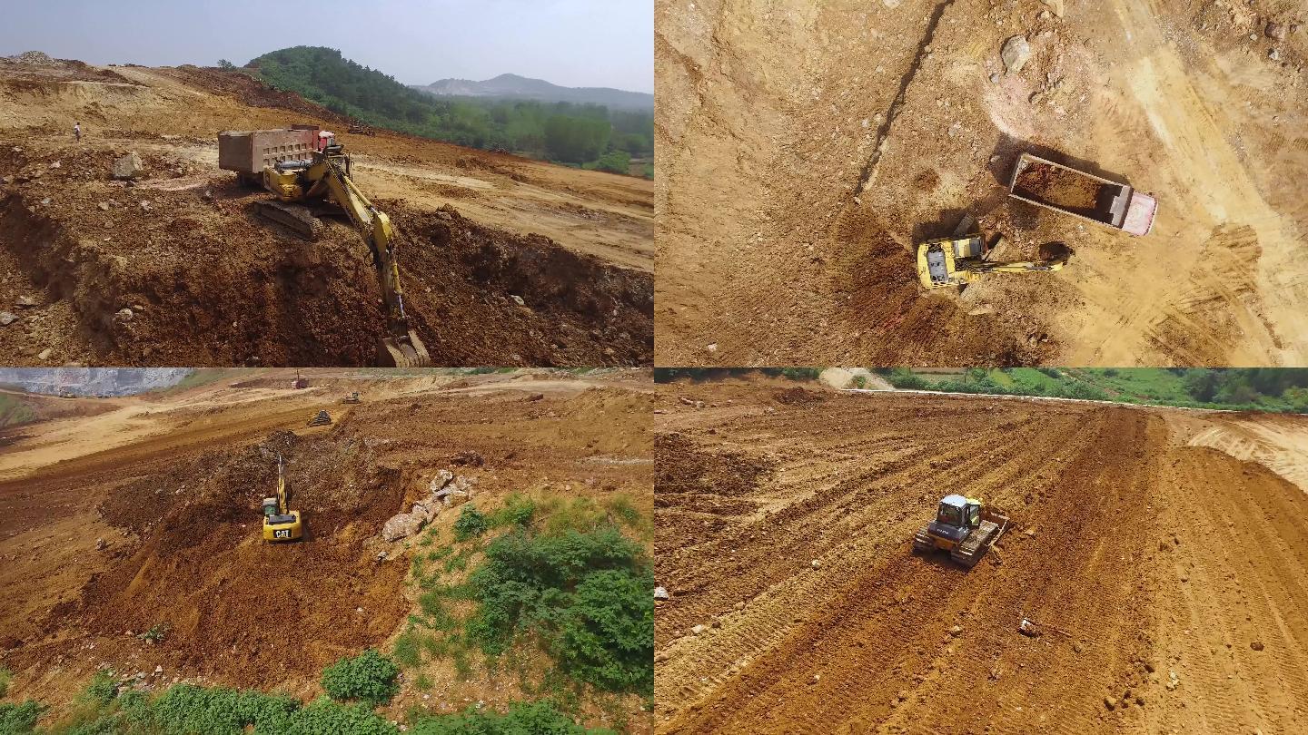 挖掘机推土车土方施工