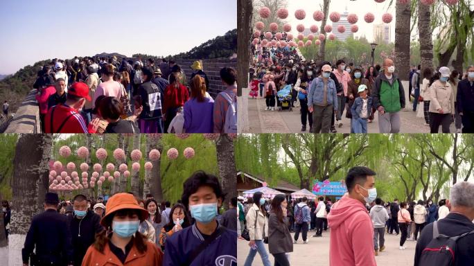 假期公园景点景区旅游游客人山人海