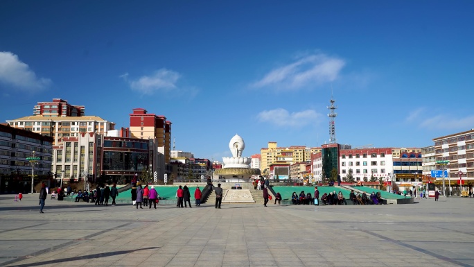 合作市人民广场延时摄影甘南藏族