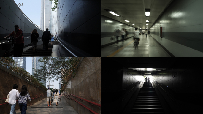 城市地下通道行走的人们走楼梯4k视频素材