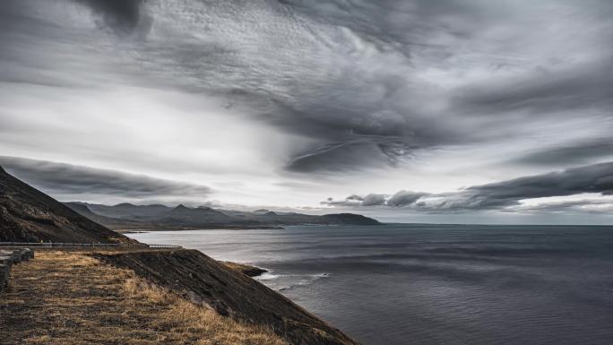 4K冰岛飓风风暴云天气变化延时