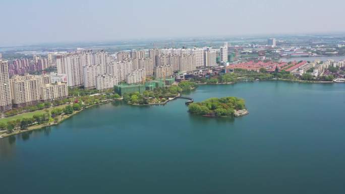 4K航拍汾湖吴江汾湖全景