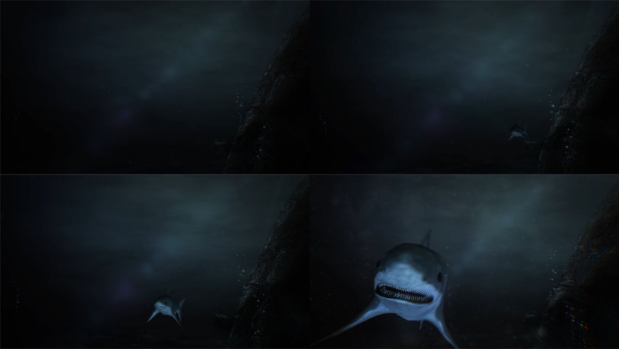 深海里鲨鱼张开嘴巴4K视频素材