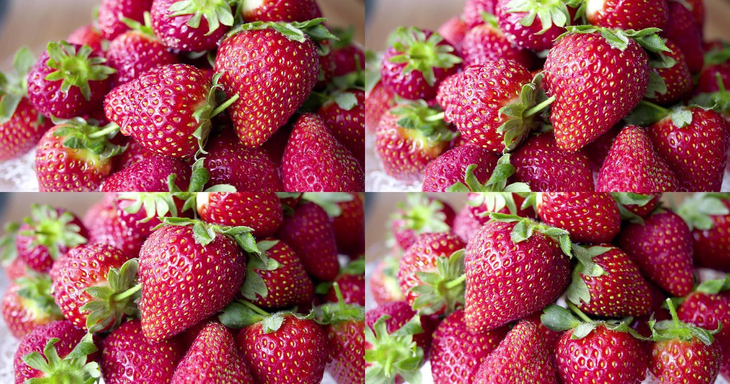 4K新鲜草莓微观世界穿梭