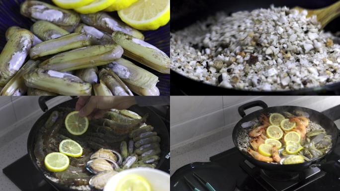 【合集】4K家庭厨房烹饪盐焗海鲜过程