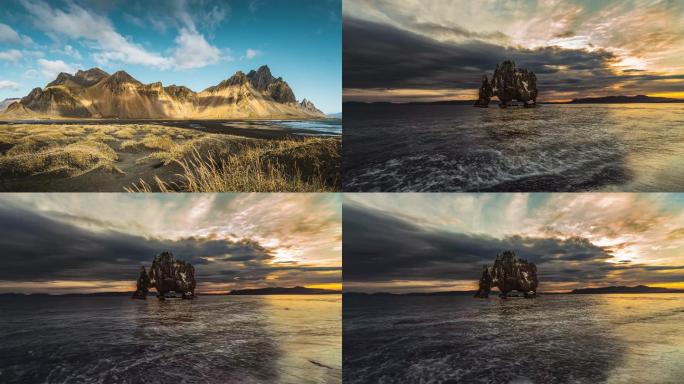 4K北欧冰岛山川地貌蝙蝠山犀牛石延时摄影