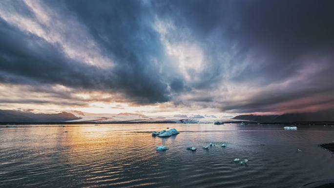 4K北欧冰岛冰河湖自然风光山川河流延时摄