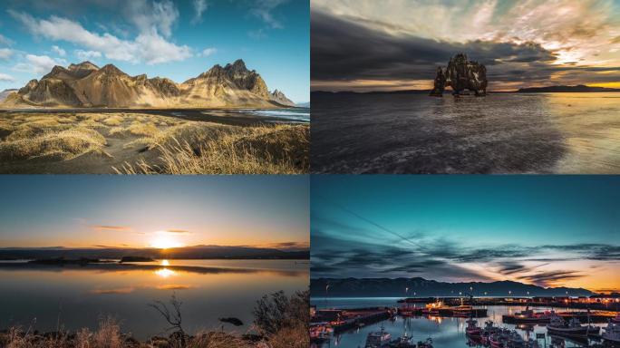 4K北欧冰岛自然风光山川河流延时摄影
