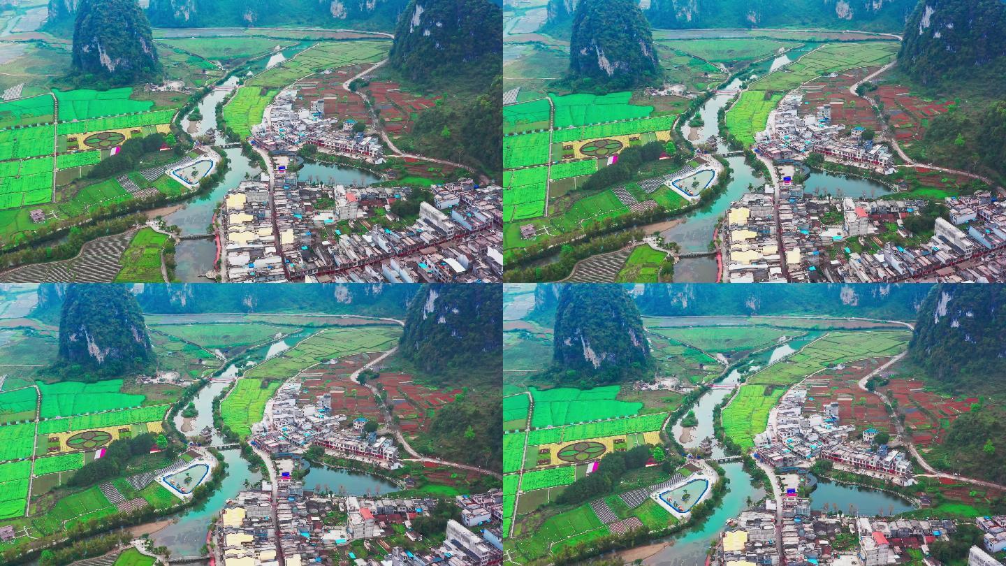 【正版素材】广西靖西旧州山水航拍