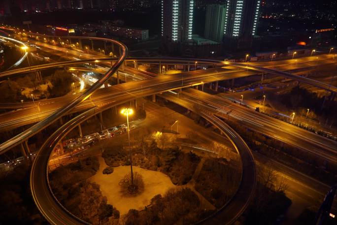 夜景车流立交桥延时