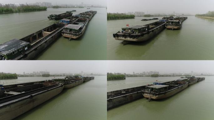 运河货船航拍原素材大运河（4K50帧）