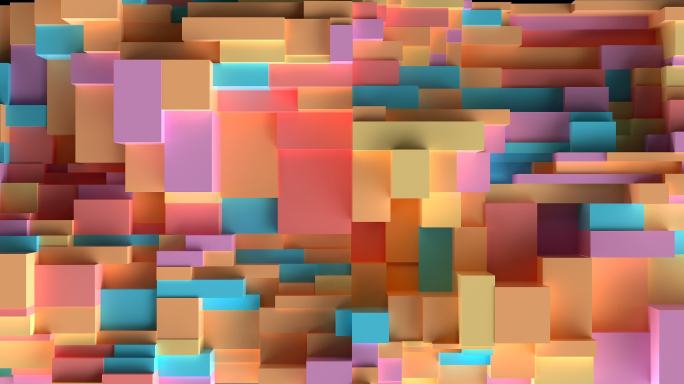 4K裸眼3D墙体投影彩色像素方块