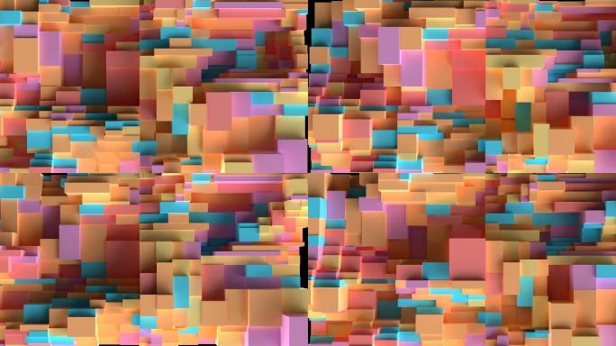 4K裸眼3D墙体投影彩色像素方块