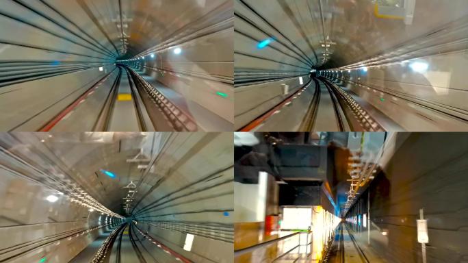 地铁穿梭9号线无人驾驶地铁隧道素材盾构