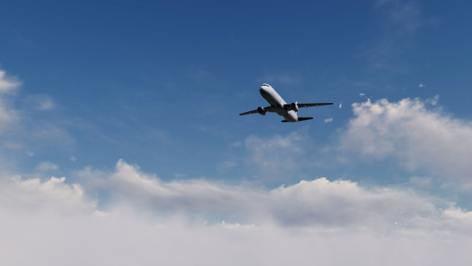 飞机空中飞过起飞云层云海穿梭客机民航航班