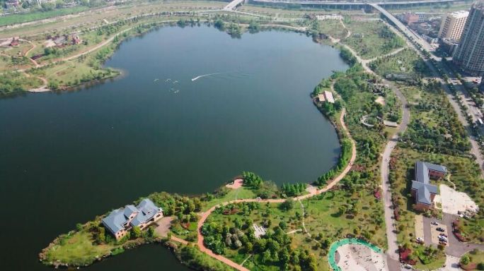 4K长沙西湖公园航拍空镜