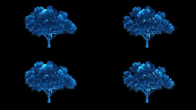 4K蓝色粒子树循环通道