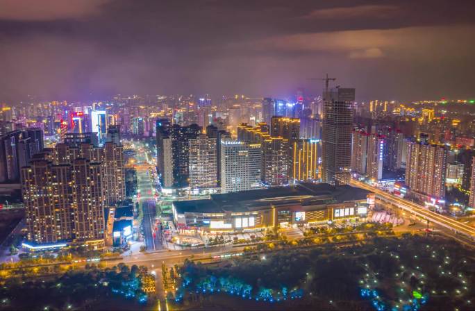 4K超大气赣州城市航拍夜景延时视频