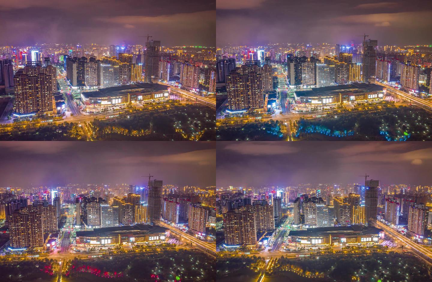 4K超大气赣州城市航拍夜景延时视频