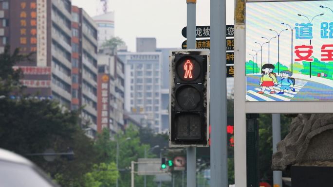 路口人行道红灯标志道路交通