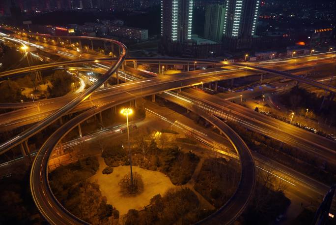 夜景立交桥车流延时