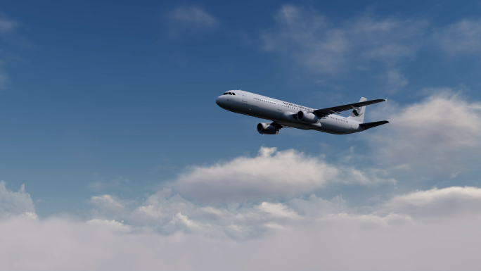 飞机飞行起飞飞过穿越云层航班客机空客