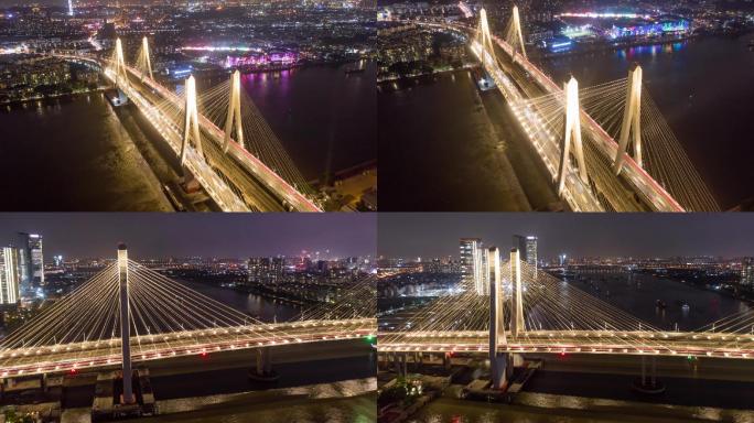 【4k可商用】广州洛溪大桥夜景延时