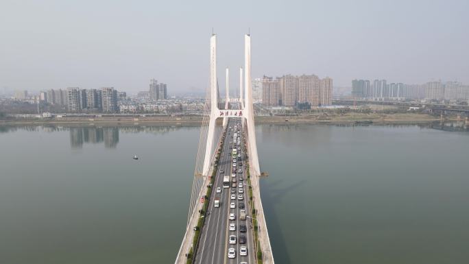 航拍湖南湘潭湘江三大桥
