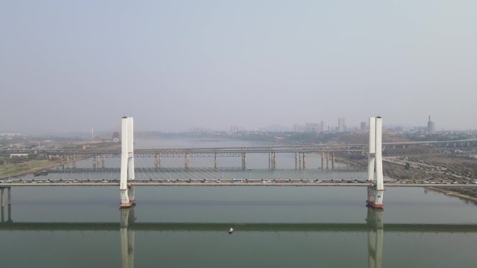 航拍湖南湘潭湘江三大桥