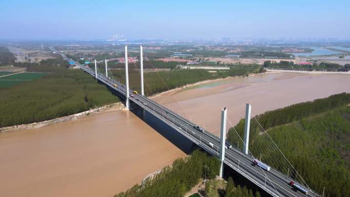 【滨州】滨州黄河大桥4K航拍素材