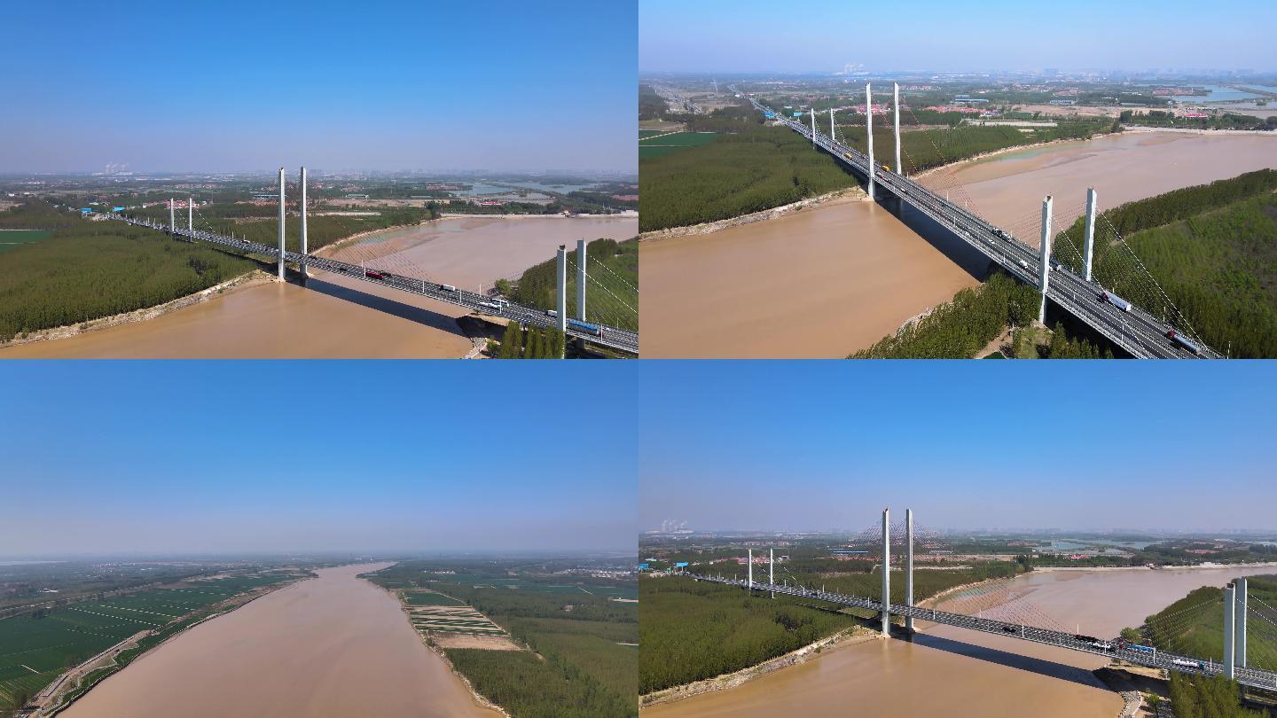 【滨州】滨州黄河大桥4K航拍素材