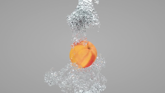 桃子落入水中溅起水花水果蔬菜美食美味水珠
