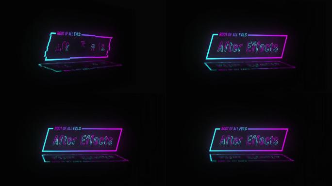 震撼大气酷炫的霓虹故障文字片头