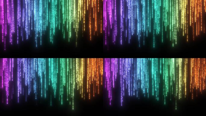 4K抽象彩色霓虹粒子雨