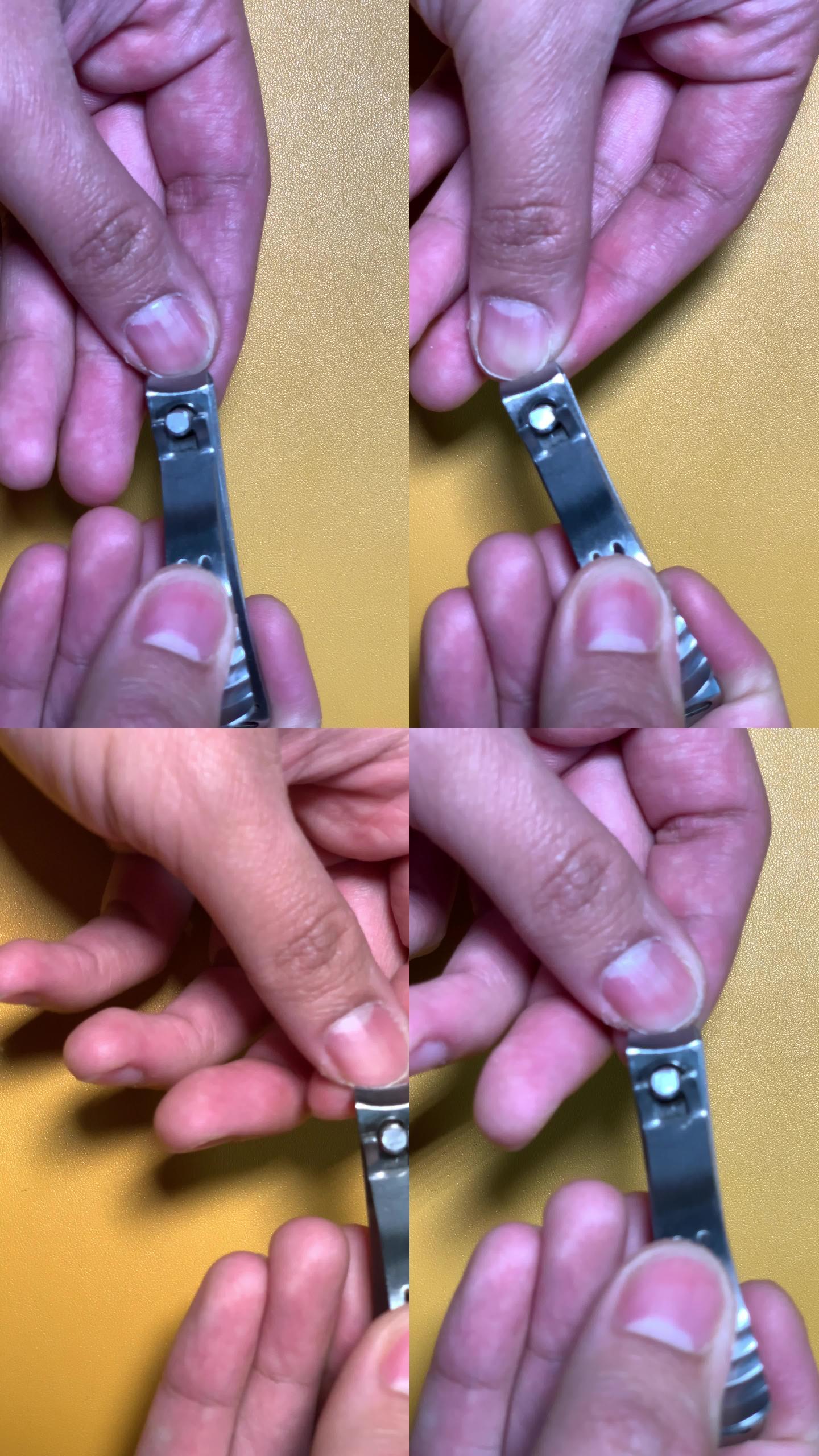 近距离实拍男生剪指甲