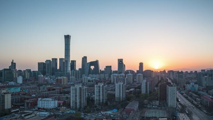 4K北京国贸CBD城市天际线日转夜延时