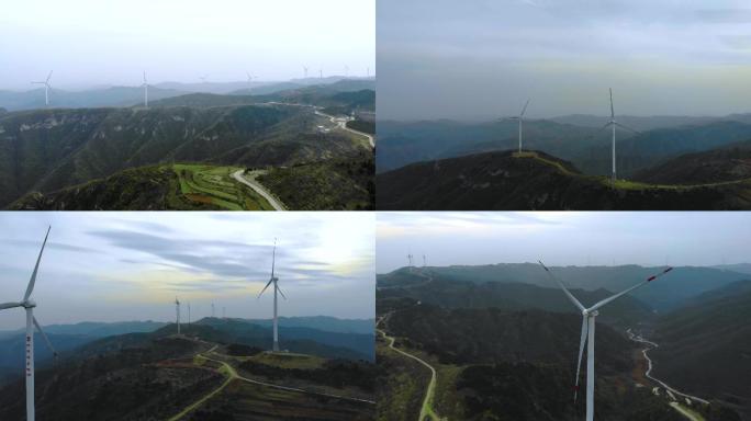 风力发电新能源风车风力发电航拍4K
