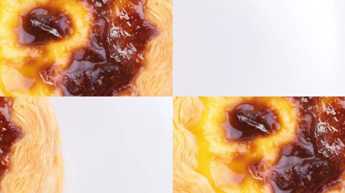 【正版素材】葡式蛋挞白盘俯拍特写横移