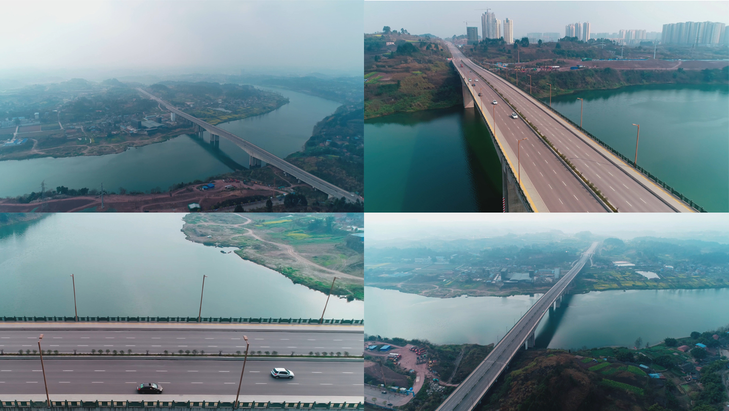 内江花园滩大桥、沱江4K航拍