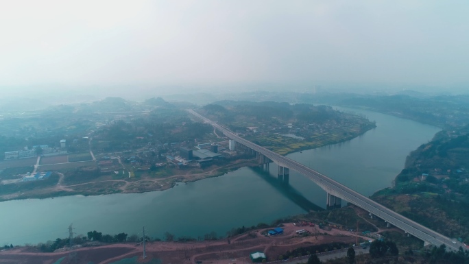 内江花园滩大桥、沱江4K航拍
