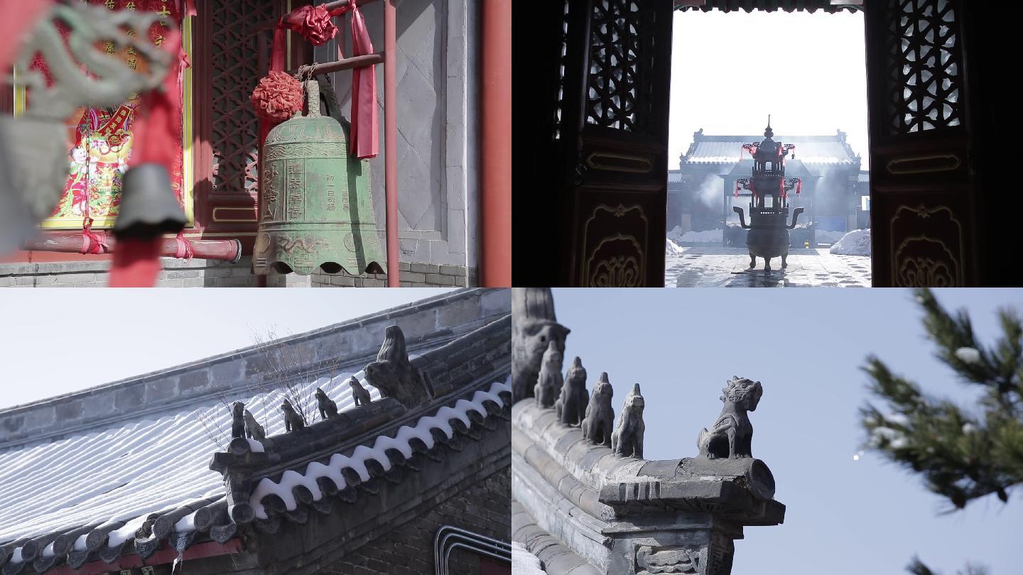 妙峰山寺院风景古建筑运动镜头