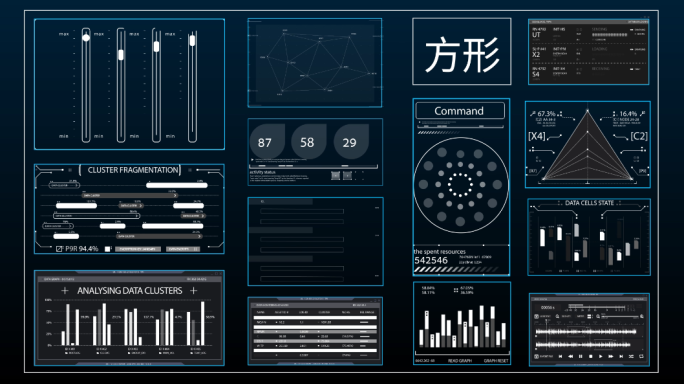 AE模板科技信息框Hud全息图表