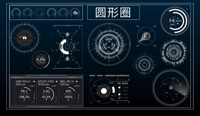 AE模板科技信息框Hud全息图表