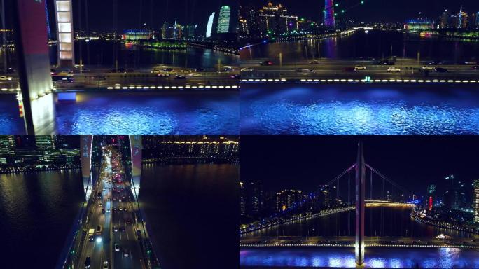 广州猎德大桥航拍5个镜头
