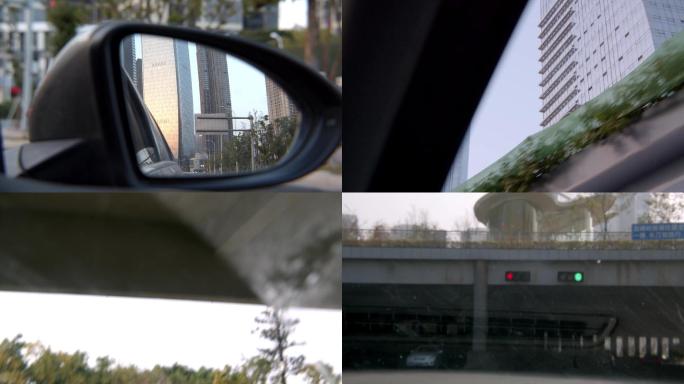 福州融侨中心隧道车拍交通大厦汽车后视镜